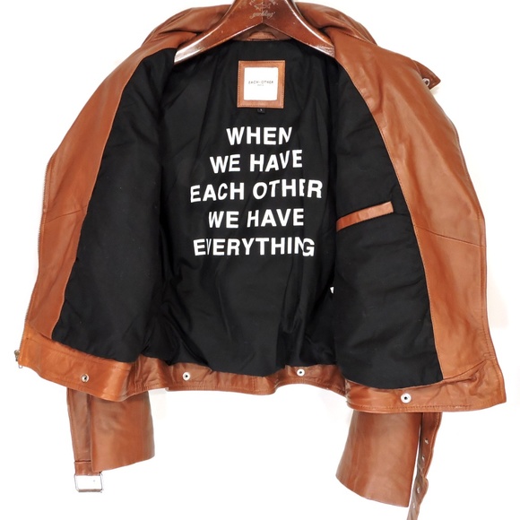 EACH X OTHER WOMEN'S BROWN SOFT LEATHER FASHION JACKET - Picture 6 of 7